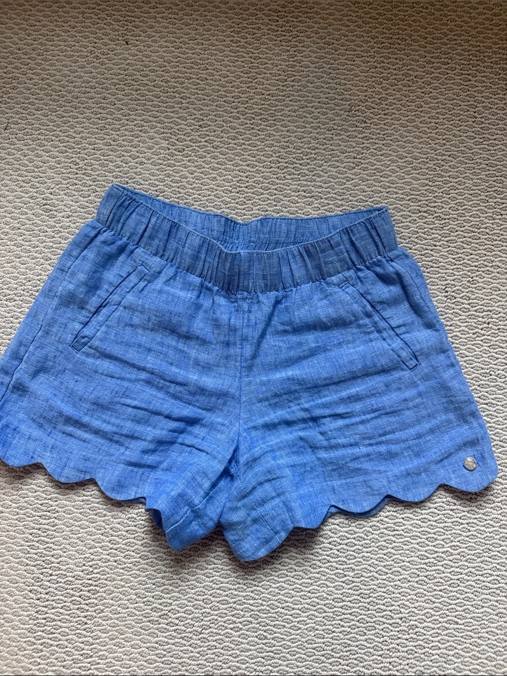 Lilly Pulitzer Blue Scalloped Hem Cotton Shorts